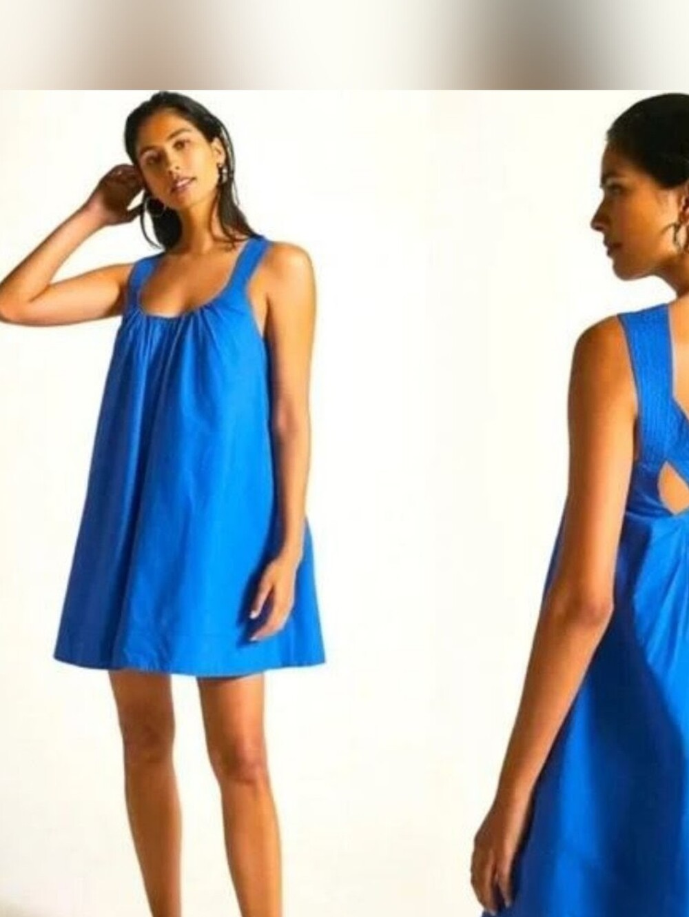 Muave By Antropologie Cobalt Blue Cotton Poplin Sleeveless Swing Mini Dress XS